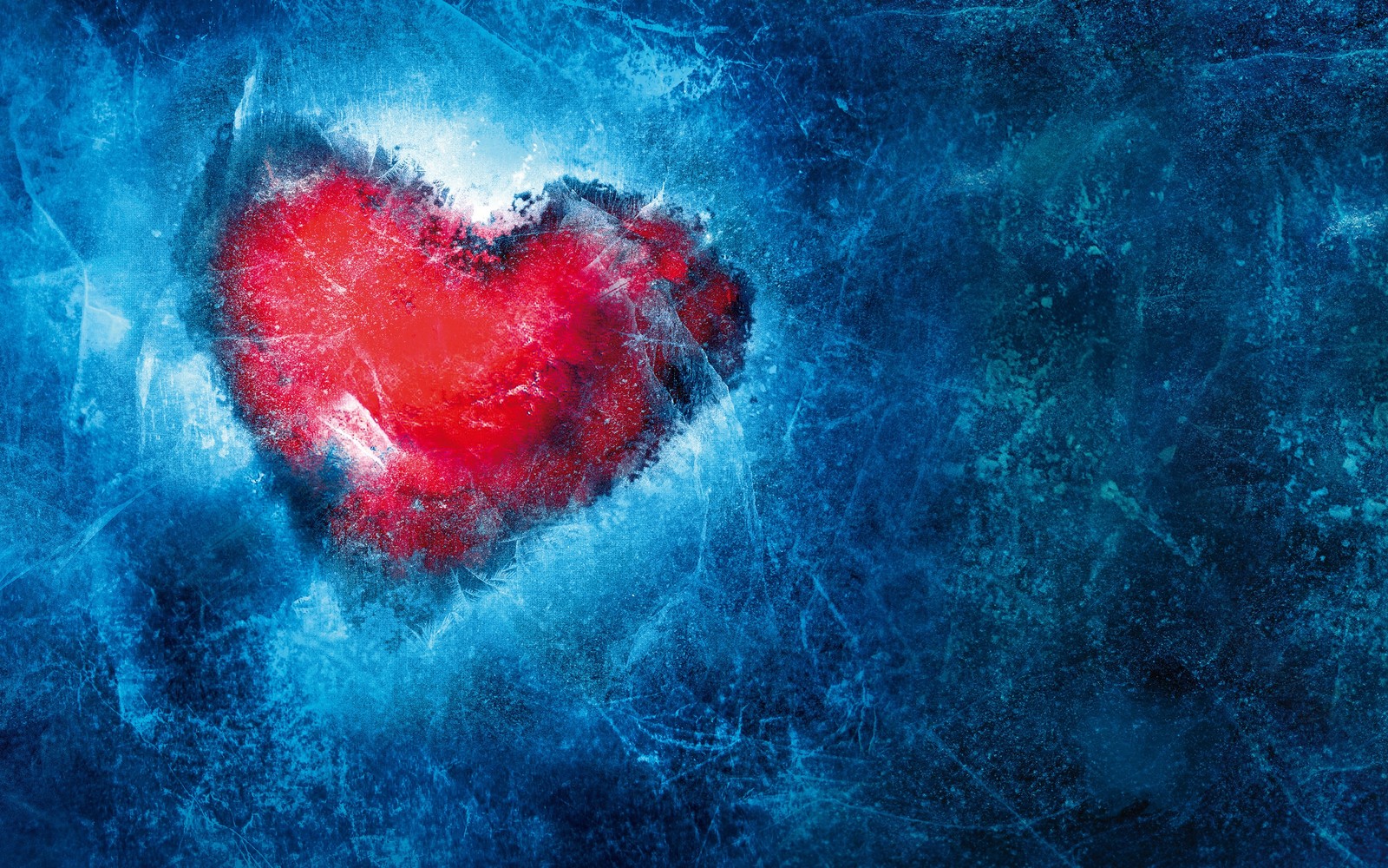 Un corazón rojo sobre un fondo azul con una superfície texturizada (corazón, azul, amor, kristoff, frozen)