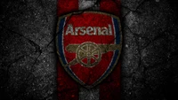 Arsenal FC Logo on Cracked Background - 5K Wallpaper