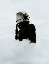 Monochrome Winter Astronaut in a Snowy Landscape