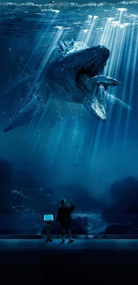 Majestic Underwater Encounter: A Dinosaur-Filled Ocean Adventure