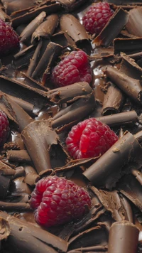 Decadent Chocolate Shavings Topped with Fresh Raspberries