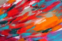 Vibrant Abstract Composition in Bold Reds and Blues