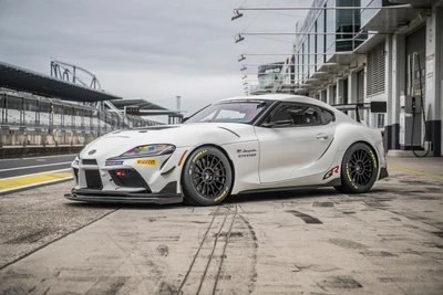 Toyota GR Supra GT4 Prototype on a Race Track