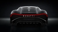 Sleek Black Bugatti Supercar with Distinctive Tail Lights