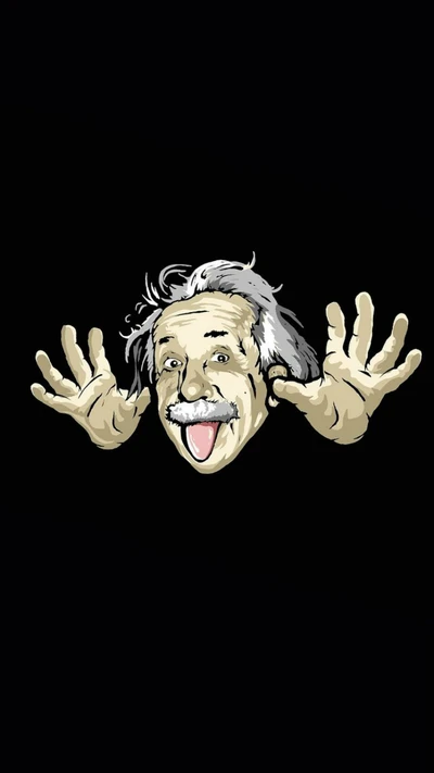 Retrato juguetón de Albert Einstein con una expresión alegre