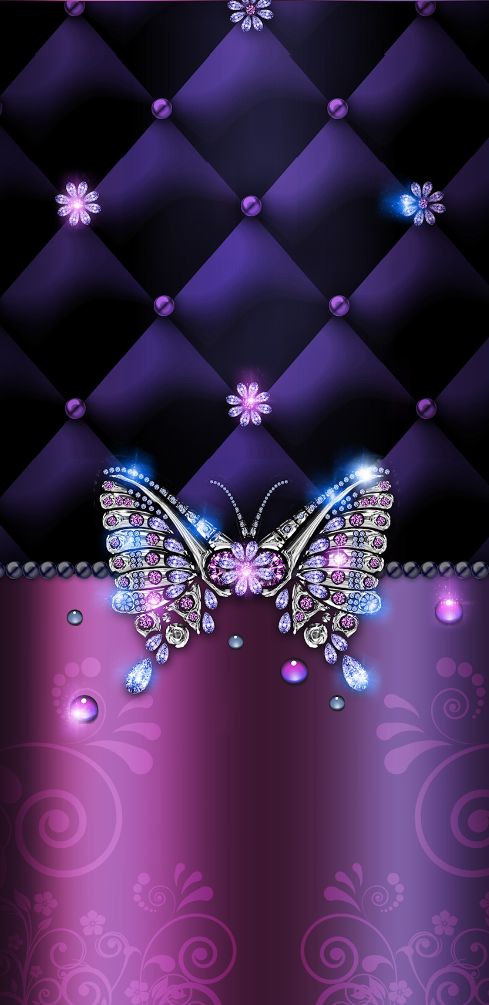 butterfly, jewel, pink, pretty, purple wallpaper