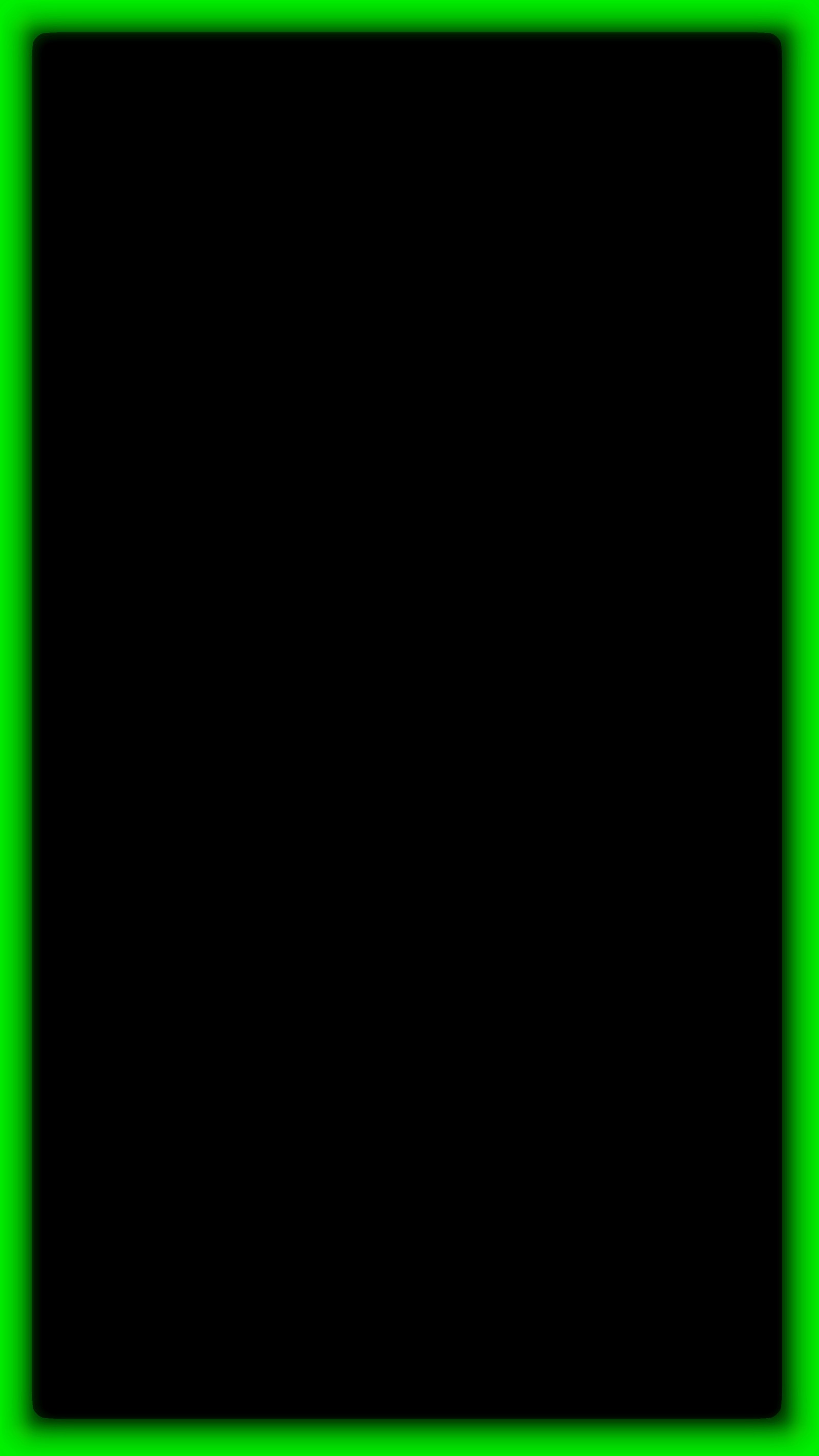 A close up of a green square frame with a black background (bubu, design, edge, glow, green)