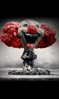 black, bomb, cloud, clown, face