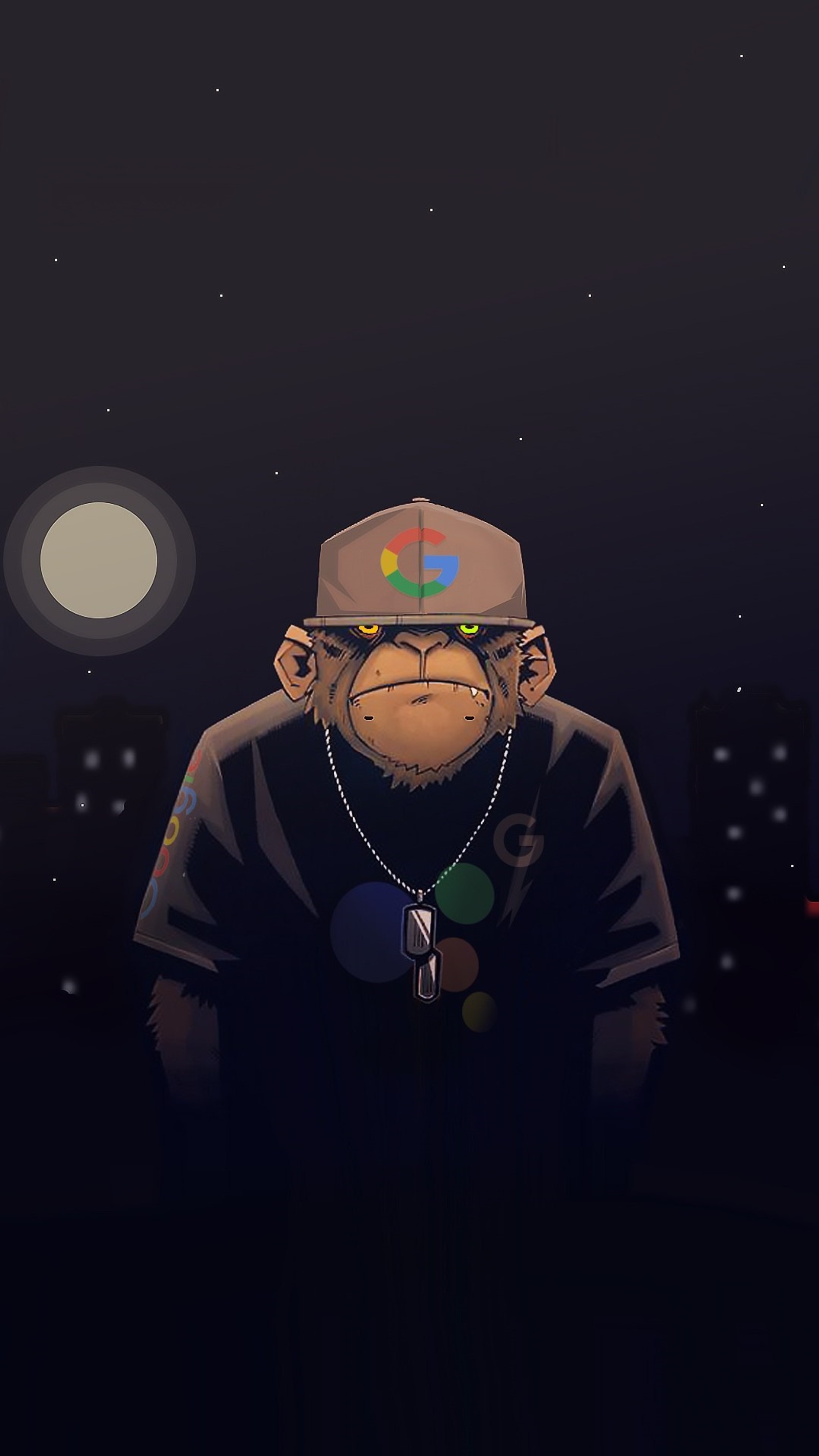 A close up of a monkey wearing a hat and a necklace (black, google, monkey)