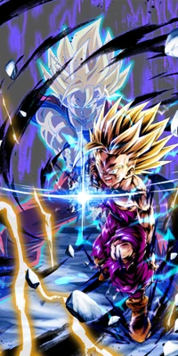 dragon ball, dragon ball legends, father son kamehameha, gohan, saiyan