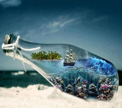 aquqrium, bottle, creativity, sea, ship