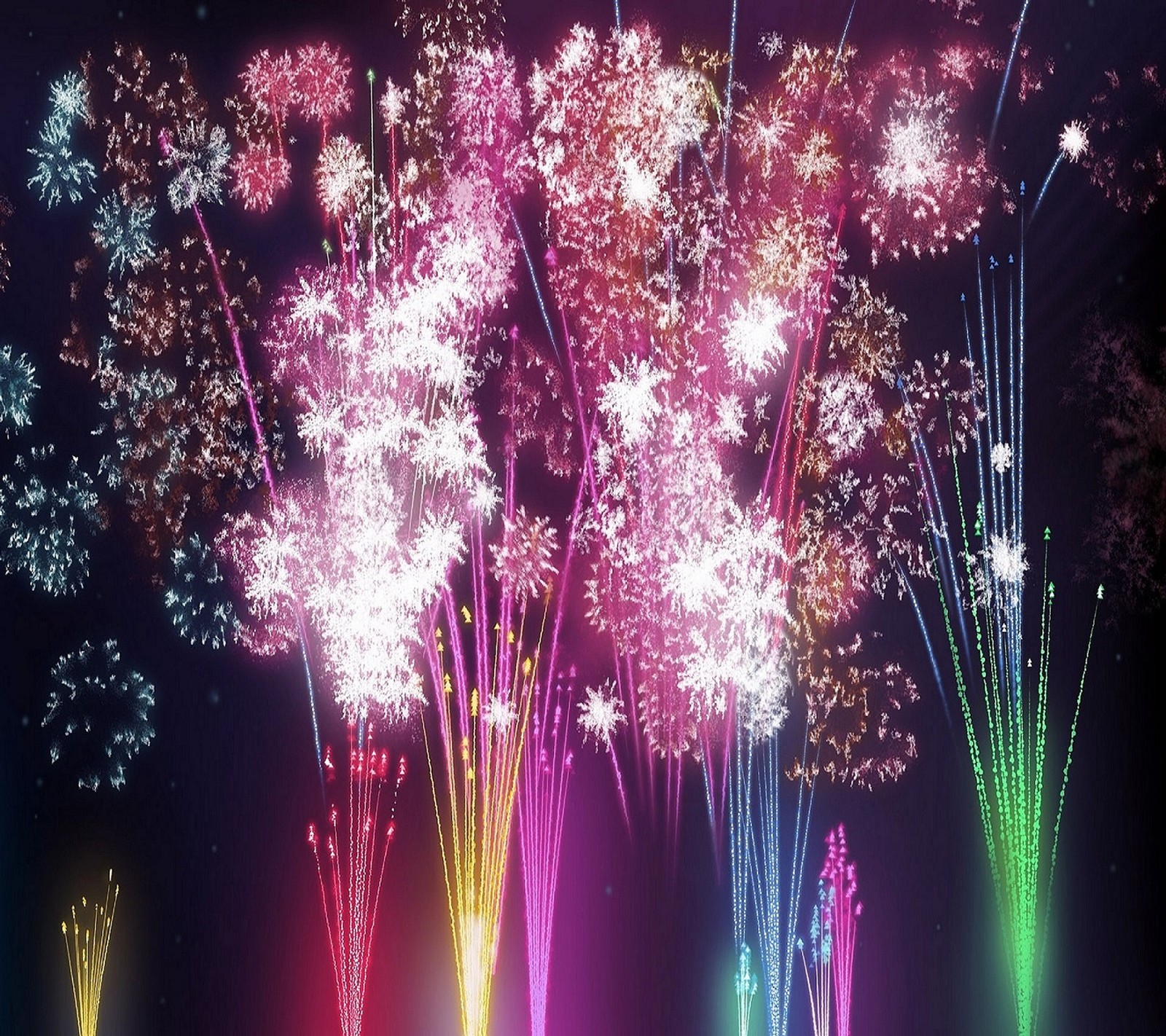 Fogos de artifício iluminam o céu noturno com luzes coloridas (cores, fogo de artifício, feliz ano novo, vida, ano novo)