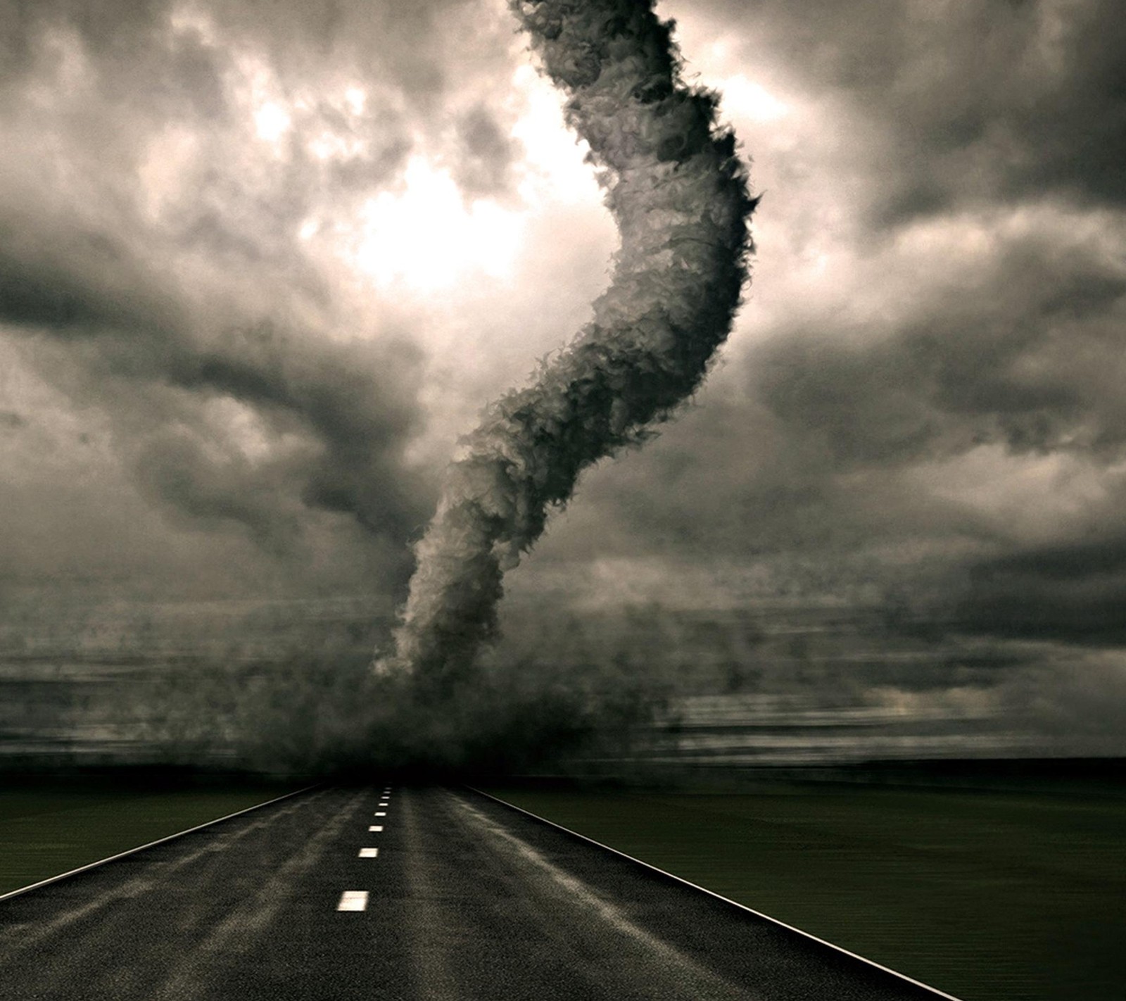 Arafed image of a road with a funnel of smoke coming out of it (2160x1920, hd wallpaper, samsung galaxy s4)