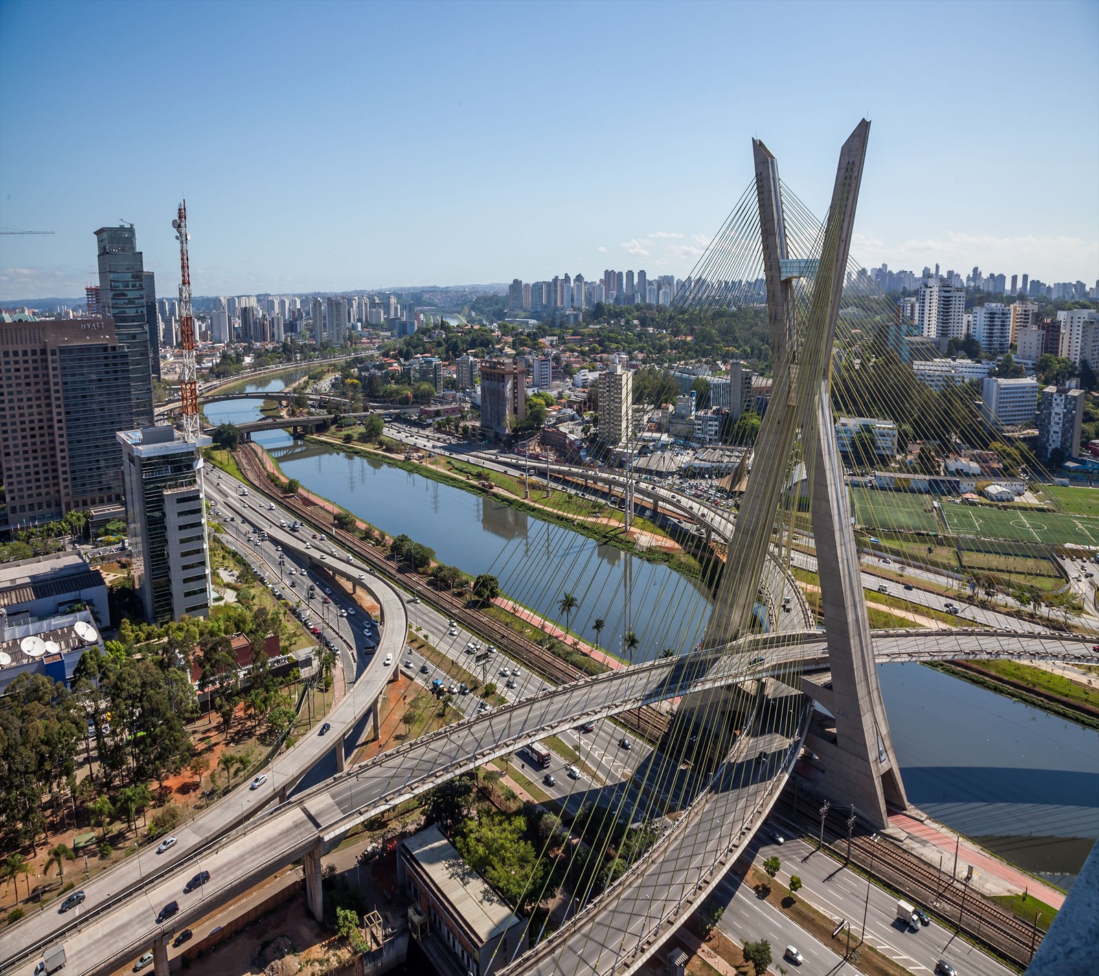 Lade brasilien, brücke, ort, são paulo, ansicht Hintergrund herunter