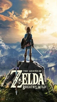 Link blickt über eine weite, lebendige Landschaft in "The Legend of Zelda: Breath of the Wild.