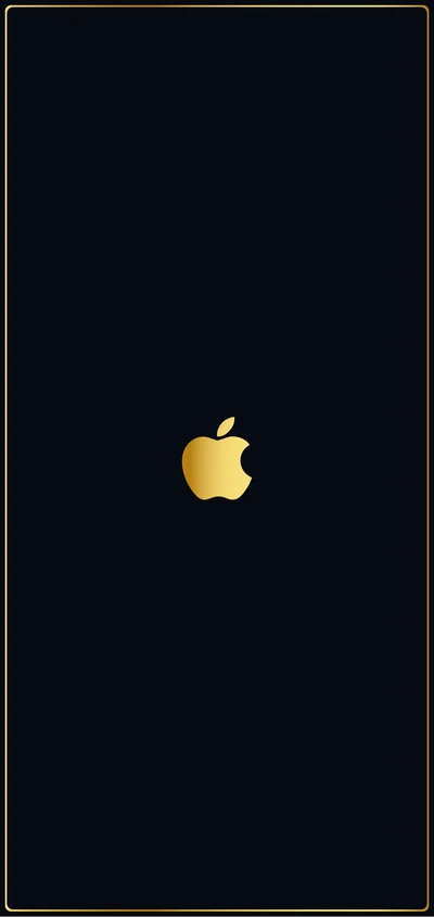 Elegante logo de manzana dorada sobre un fondo negro