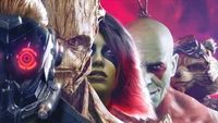 marvels guardians of the galaxy, video game, members, star lord, groot wallpaper