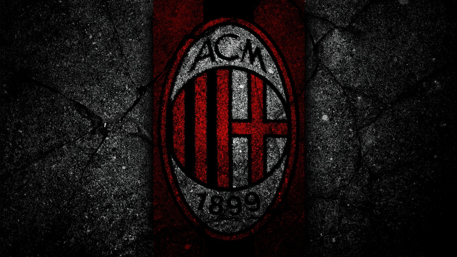 A close up of a red and black logo on a wall (ac milan, dark background, 5k, football club, sports)