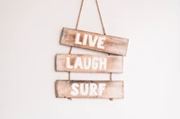 Live Laugh Surf: Rustic Wooden Wall Art