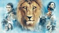 Lion majestueux au milieu des aventures de Narnia