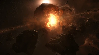 Cosmic Flames Amidst Asteroid Debris