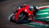 2024 Ducati Panigale V4 S Rennen bei hoher Geschwindigkeit auf der Strecke