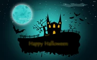 Haunting Halloween Night: A Spooky Castle Under Moonlight