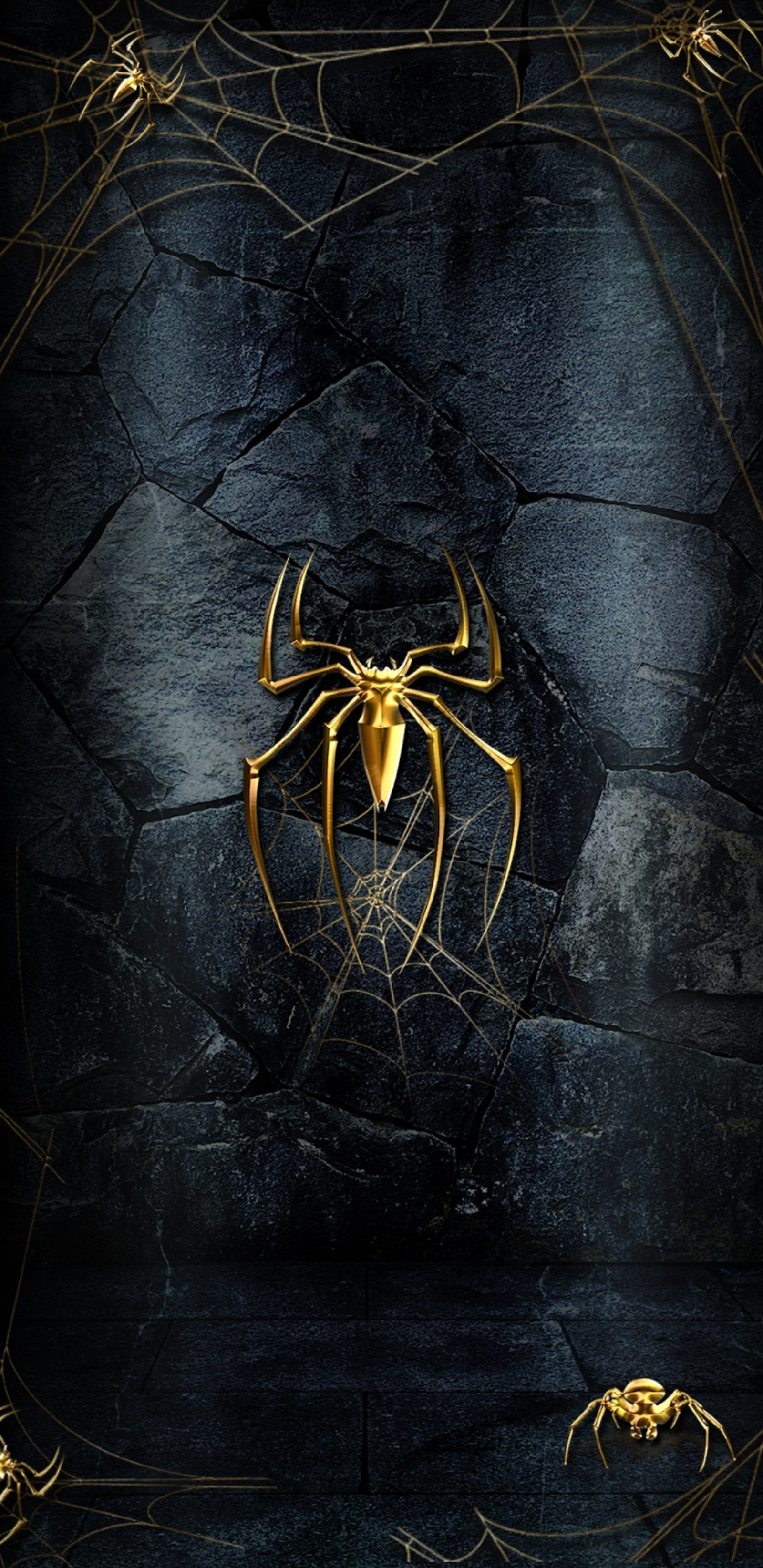 Lade schwarz, spinne, gold Hintergrund herunter