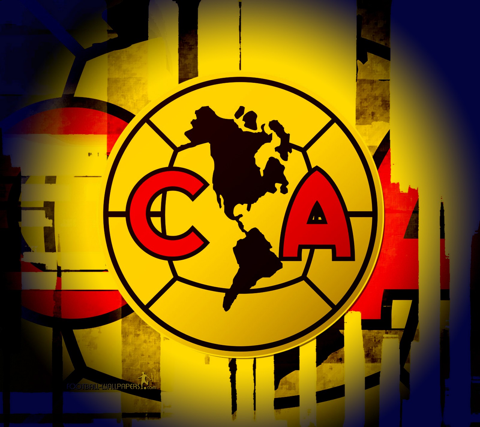 Un gros plan d'un panneau avec une carte du monde dessus (ca, club américa, football, futbol)