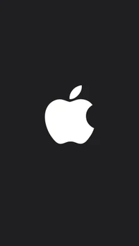 Fondo negro con un sencillo logo de Apple en blanco, que encarna una estética limpia y moderna.