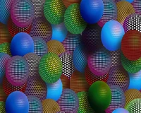 Balles 3D colorées avec des motifs géométriques