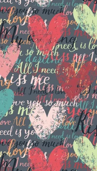 hearts, love, romance, words wallpaper