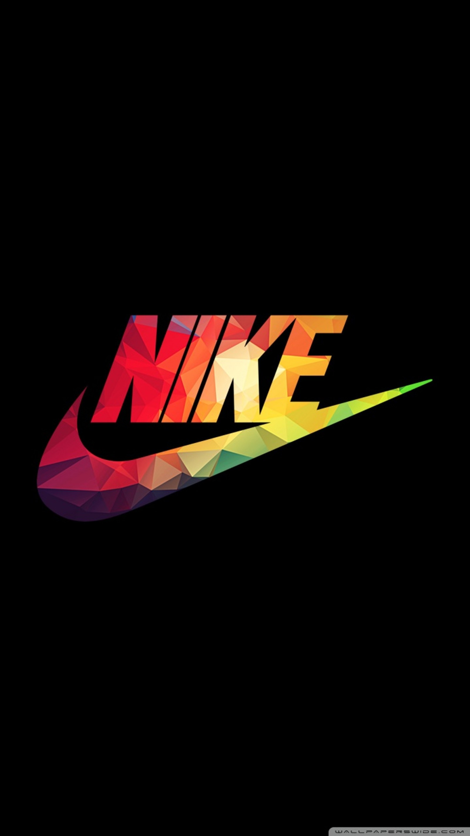 Un logo de nike colorido sobre un fondo negro (hd, logotipo, nike)