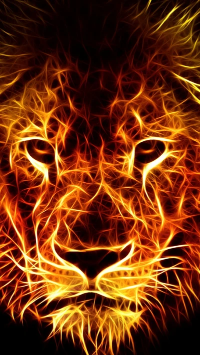 Fractal Lion in Fiery Luminescence