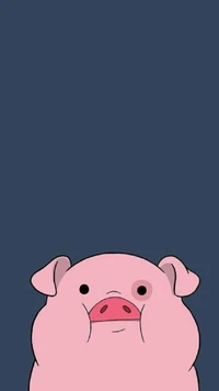 Cute cartoon pig against a dark background.