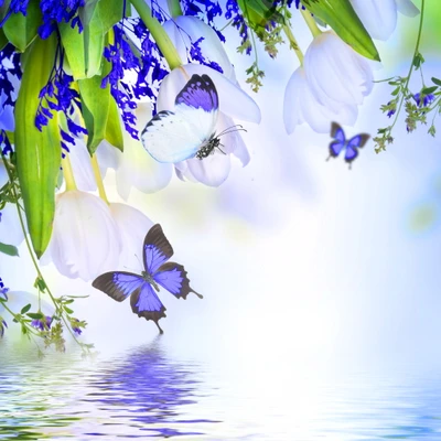 Enchanting Spring Blossoms with Butterflies