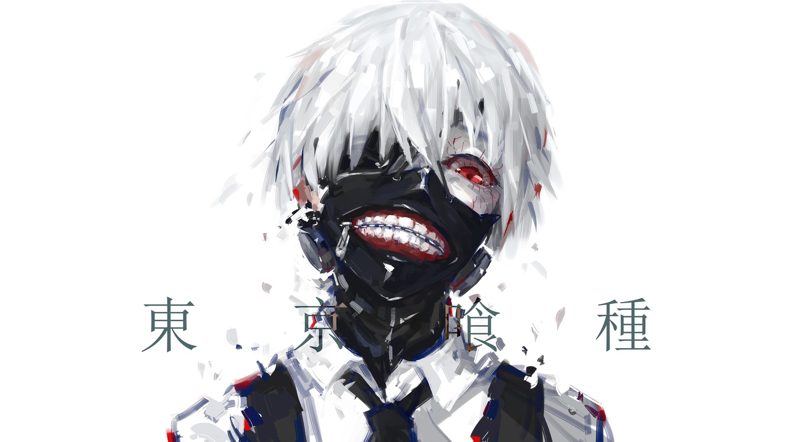 Personagem de anime com cabelo branco e óculos pretos com olhos vermelhos (anime, ghoul, kaneki, ken, tóquio)