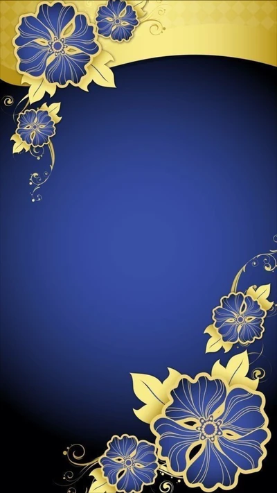 abstrait, bleu, design, fleurs, jaune