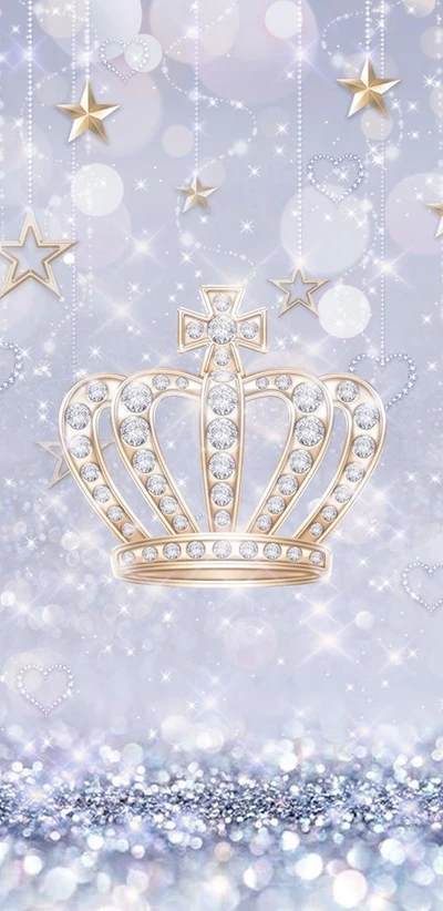 Sparkling Silver Crown with Glittering Stars