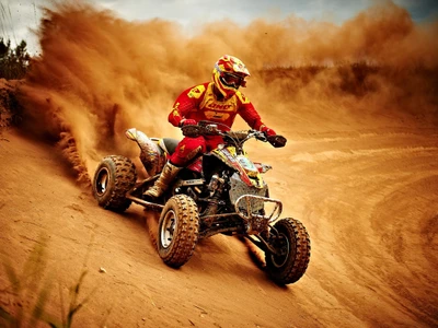 Dynamisches ATV-Rallye im sandigen Gelände