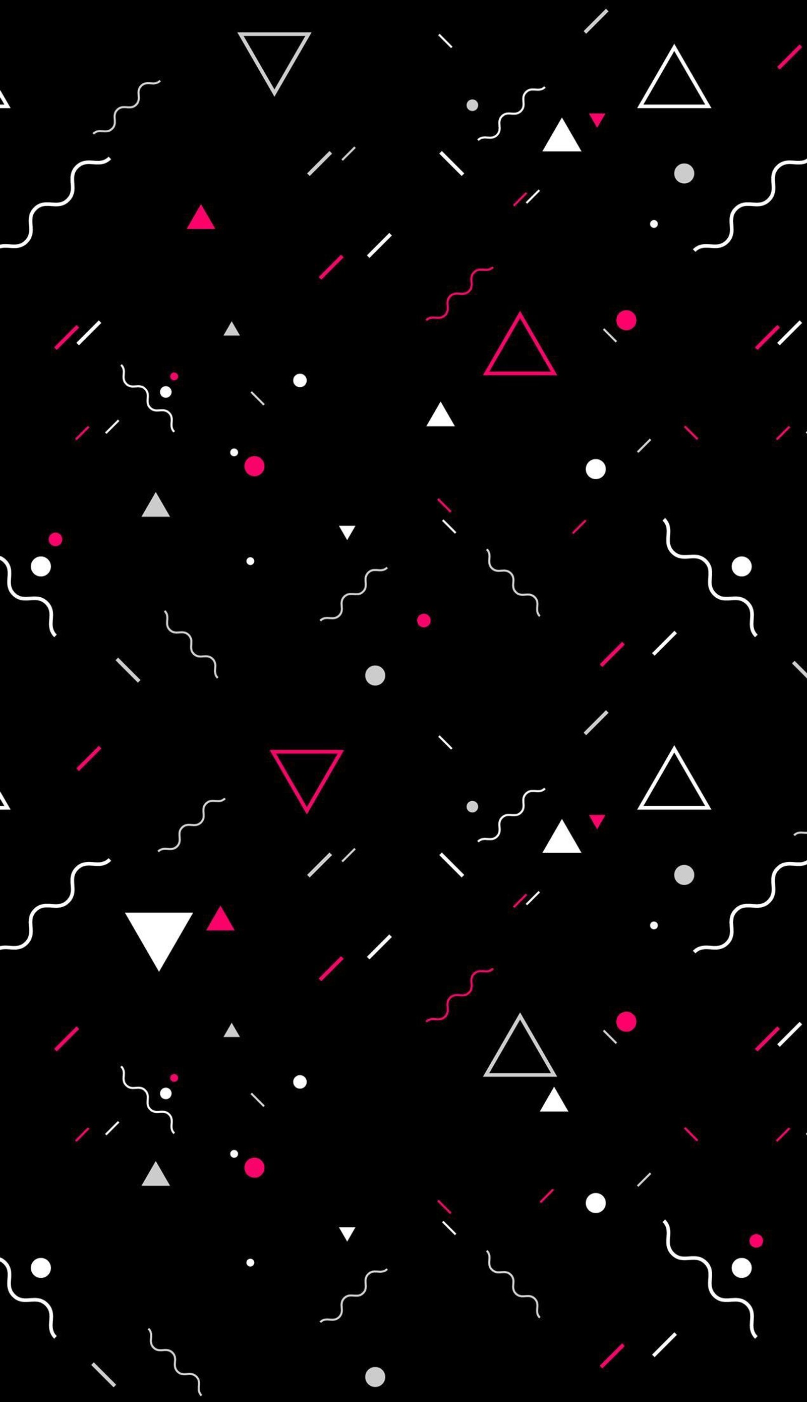 A black background with a pattern of geometric shapes and lines (blanco, rojo, serpientes, triangulos)