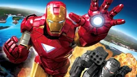 Iron Man y War Machine en acción – Marvel Superhéroes fondo de pantalla 4K