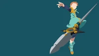 Minimalist Illustration of King with Spirit Spear Chastiefol from Nanatsu no Taizai