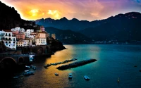 tyrrhenian sea, amalfi, italy, cliffs, mountain range wallpaper