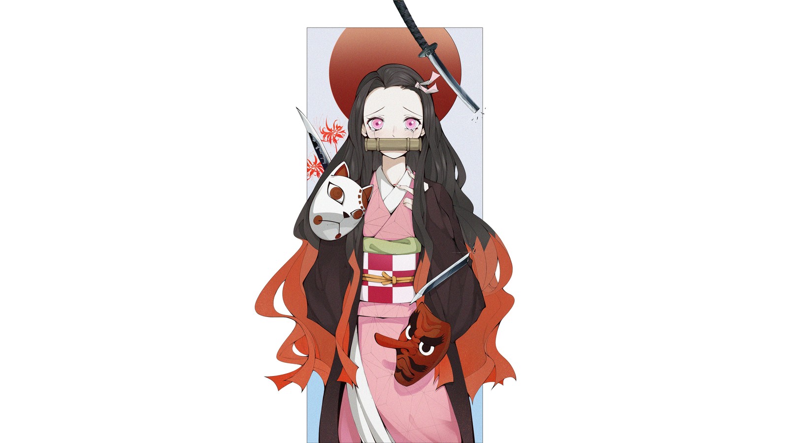 Скачать обои nezuko kamado, kimetsu no yaiba, убийца демонов кимэцу но яиба, demon slayer kimetsu no yaiba, аниме