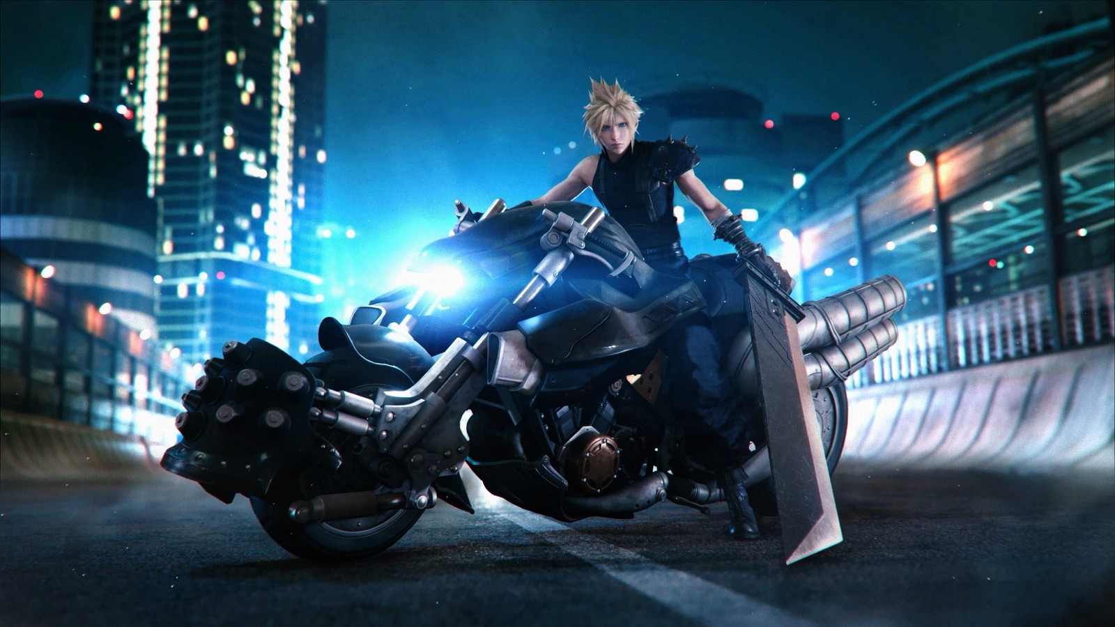 Baixar papel de parede cloud strife, motocicleta, final fantasy vii remake, final fantasy 7 remake, ff vii remake