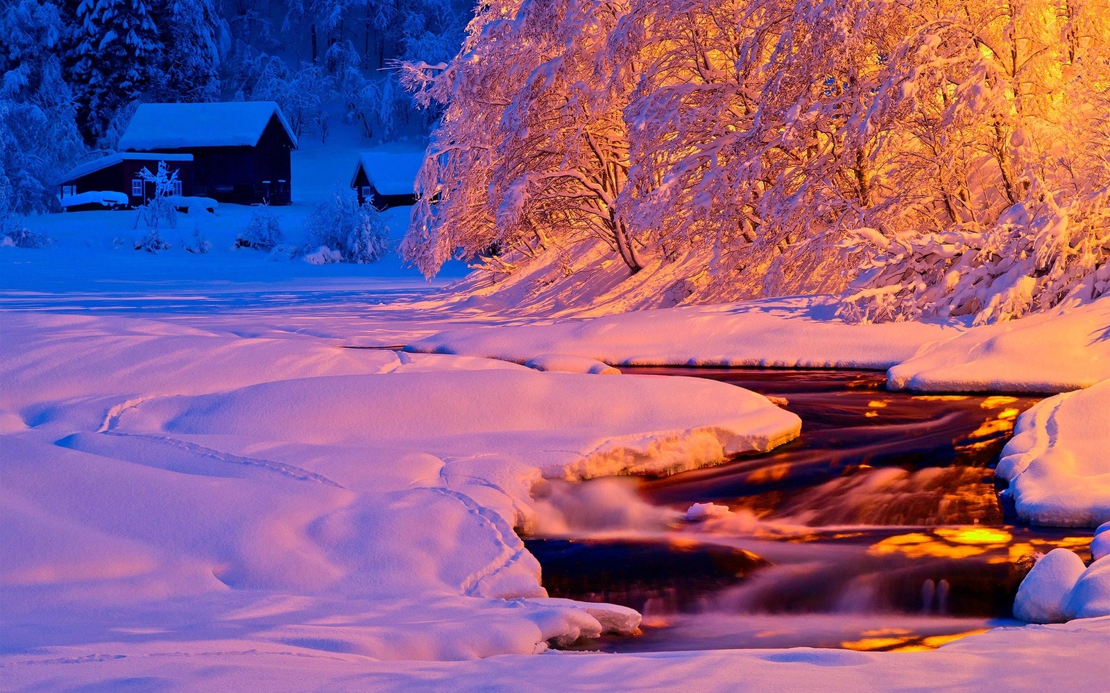 Descargar fondo de pantalla nieve, invierno, atardecer, naturaleza, congelación