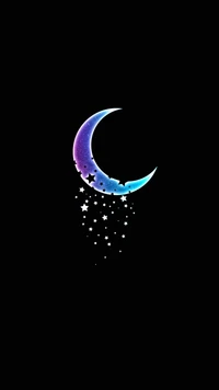 Electric Blue Crescent Moon with Twinkling Stars