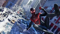 Marvel's Spider-Man: Miles Morales Swinging Through a Snowy City