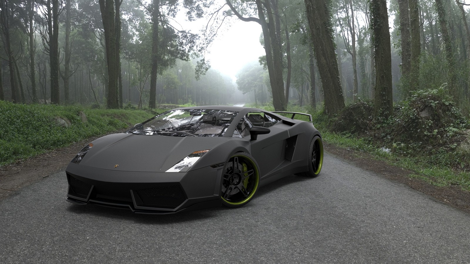 A close up of a car driving down a road in the woods (enzo ferrari, ferrari 458, car, ferrari, sports car)